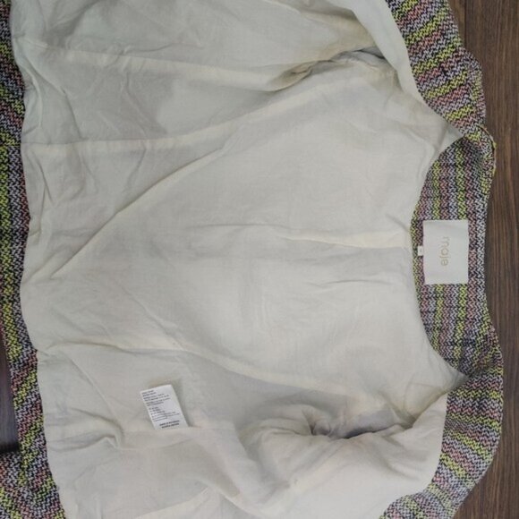 Maje Gray and Yellow Tweed Cropped Blazer, Size 36 β Modern Collarless Design - Picture 6 of 9